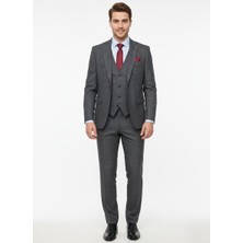 Presto Erkek Slimfit 6 Drop Yelekli Takım Elbise Siyah 786-022