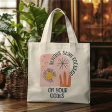 Giftora On Your Goals Baskılı Kanvas Özel Üretim Hambez Çanta