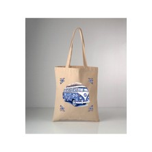 Giftora Özel Seri Delft Blue Minibüs Baskılı Ham Bez Omuz Çantası