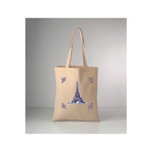 Giftora Özel Seri Delft Blue Eiffel Kulesi Baskılı Ham Bez Omuz Çantası