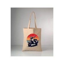 Giftora Vesspa Baskılı Ham Bez Omuz Çantası