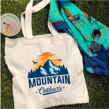 Giftora Mountain Baskılı Körüklü Kanvas Çanta
