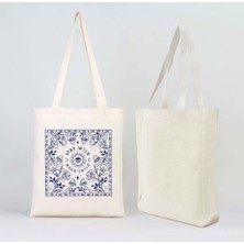 Giftora Bez Çanta Plaj Çantası Alışveriş Çantası Kalın Körüklü Kanvas Omuz Çantası Baskılı