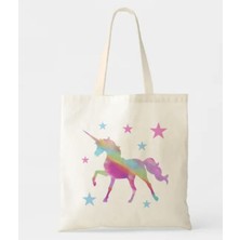 Giftora Unicorn Tasarımlı Ham Bez Omuz Çantas