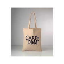 Giftora Carpe Diem Baskılı Ham Bez Omuz Çantası