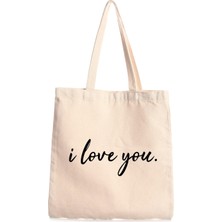 Giftora I Love You Baskılı Kanvas Çanta