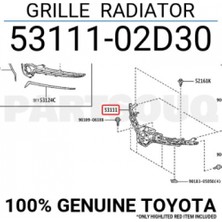 TŞT Toyota Corolla Ön Panjur Sıyah Kuşaklı 2018 (Oem No:  53111-02D30)