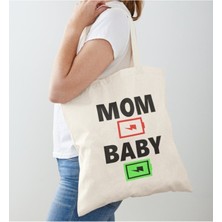 Giftora Mom Baby Şarj Butonu Baskılı Ham Be
