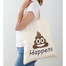 Giftora Happenes Emoji Baskılı Ham Bez Omuz