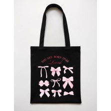 Giftora Bez Çanta  Bows Coquette Kurdeleler Y2K Retro Unisex Tote Bag