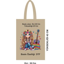 Giftora 46 Tel Dtf Baskılı Bez Poşet – 30X42 cm Saplı Ham Bez