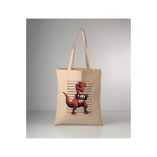 Giftora T-Rex Dinazor Baskılı Ham Bez Omuz Çantası