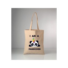 Giftora Hayvanlarımız Pandicorn Baskılı Ham Bez Omuz Çantası 35X40 cm