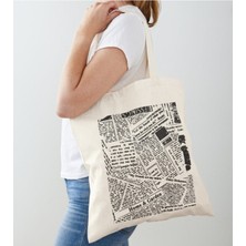 Giftora Gazete Yazıları Baskılı Ham Bez Omuz