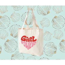 Giftora Girl Power Baskılı Kanvas Çanta %100 Pamuklu Ergonomik Tasarım ile Şık Görünüm