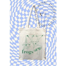 Giftora Frogs Baskılı Tote Bag Bez Çanta