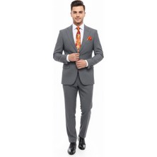 Presto Erkek 4 Drop Regülar Piti Kare Ekose Takım Elbise Füme 481-070