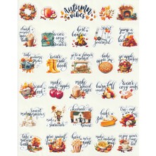 Nunuki Autumn Vibes Sonbahar Havası Yazılı Sticker Seti Happy Thanksgiving Cozy Fall Autumn Weather Çıkartma Etiket NSTI0199