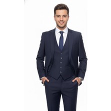 Presto Erkek 6 Drop Yelekli Slim Takım Elbise Lacivert  581-203