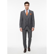 Presto Erkek Yelekli Slim Battal Takım Elbise 6 Drop Antrasit 792-090