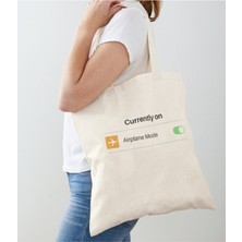 Giftora Uçak Modu Tasarımlı Ham Bez Omuz