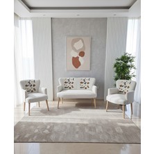 Azra Mobilya Punch Dokuma Çay Seti Koltuk Takımı – Ikili + 2 Berjer – Ahşap Demonte Ayak - Çiçek Desen