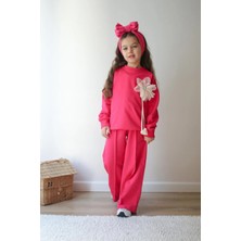 bebexy Beyaz Çiçekli Eşofman Takımı Pembe