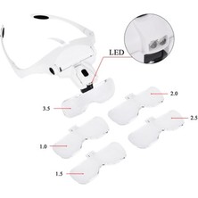 Skygo 5 Lens 1.0X-3.5X 2Led Işıklı İle Ayarlanabilir Gözlük Büyüteç 9892B2