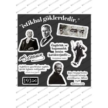 One Little Happiness Atatürk Sticker Seti | Telefon Laptop Notebook Ajanda Etiket