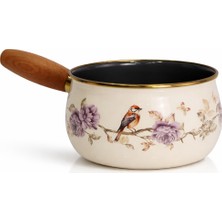 Pr Home Fiorella Emaye Ahşap Saplı Haşlama ve Sos Tavası 14 cm