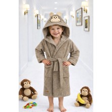 Ely Parker Kapşonlu Çocuk Bornoz  Pamuklu Su Emici Maymun Erkek Kız