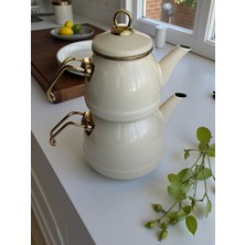 Dore Voir Emaye Gold Kulplu Çaydanlık-Krem Renkli 1,4L/2,5L