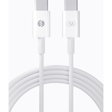 S-Link SL-C124 1m 20V 5A 100WATT Pd 3.0 Beyaz Type C To Type C Quick Super Charge Data ve Şarj Kablosu