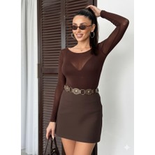 Kayık Yaka Transparan Bluz