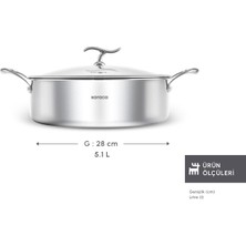 Karaca Plasma Steel 316+ 3Ply Yanmaz Yapışmaz Çelik Karnıyarık Tencere 28 cm