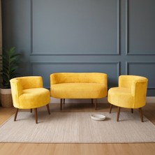 Azra Mobilya Sydney Modern Koltuk Takımı | Modern Iskandinav Tarzı | Welsoft Yumuşak Kumaş | Sarı