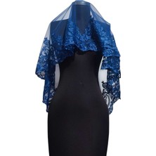 Moda Nur Duvak, Gelin Duvak, Gelin Kına Duvak, Yüz Örtüsü ,lacivert Duvak.1*23 cm