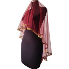 Moda Nur Duvak, Gelin Duvak, Gelin Kına Duvak, Yüz Örtüsü ,kırmızı Duvak