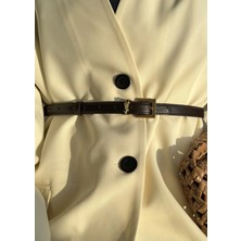 Moda Aksa Ysl Deri Kemer Kahve