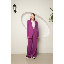 End Black Store Atlas Kumaş Oversize Mor Kadın Ceket