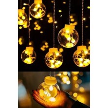 Kulvar AVM Dekoratif LED Işıklı Top Perde LED Animasyonlu Küre Toplu Ampul Perde LED Fişli 3 mt