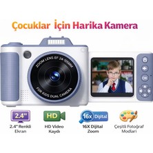 Qasul Çocuklar Için Dijital Fotoğraf Makinesi 1080P Video, 16X Zoom, 2.4” IPS Ekran,  Zaman Atlamalı Çekim
