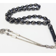 Tesbih Reyonu Zikzak Baklava Işlemeli Oltu Taşı Tesbih