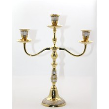 Neva Prime Pirinç Sedefli 3'lü Şamdan Model 2