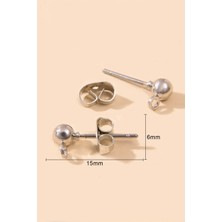 New Obsessions Dıy Takı Yapım Malzemesi 25 Adet 6 mm Gümüş Kaplama Top Küpe Aparatı