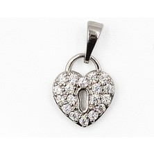 Sose Moda Zirkon Taşlı Kalp Model Xuping Kolye Ucu Gümüş – 1.5 Cm, Mıhlama Işçilik