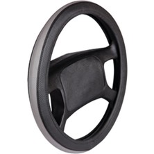 Lokiboo Deri Direksiyon Kılıfı Geçme Çemberli Siyah Gri F-68