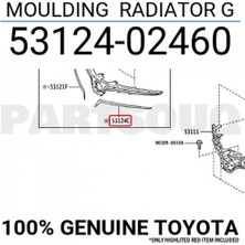 Dega Toyota Corolla 201822 Ön Panjur Bandı Nikelaj Sol  (Oem No:  53124-02460)