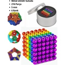 Saravita 6 Renkli Mıknatıslı Küp 5mm- 216 Adet Manyetik Toplar, Bilyeler ve Boncuklar, Stres Oyuncağı
