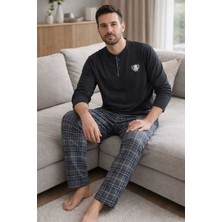 Tenra Erkek Pijama Takımı %100 Pamuk Düz Desenli Uzun Kollu Rahat Tasarım Çok Renkli